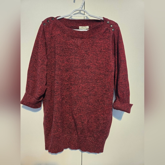 dressbarn Sweaters - Dressbarn Burgundy Knit Women's Sweater with Button Accent Shoulders- Size 1X‎